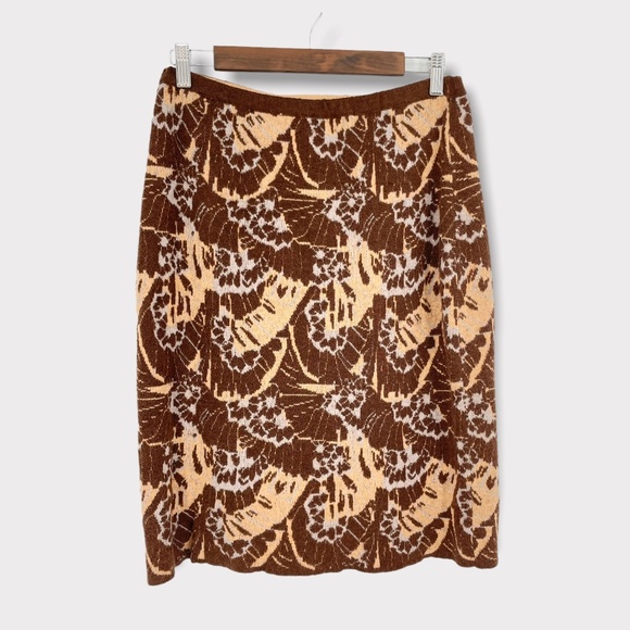 Anthropologie Sparrow  Brown‎ Abstract Knit Pencil Skirt - Picture 1 of 6